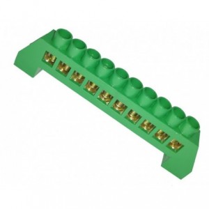 EARTH BAR GREEN 63A 10P 6x9 INSULATED EB-KS006-63A-10P-G