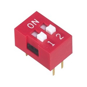 DIP SWITCH STD 2POLE 100mA 7.62mm RED BD02 *A*