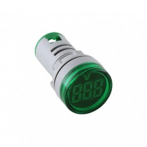 VOLTMETER PILOT LIGHT 22mm GREEN READS FROM 5 TO 60VDC PL-DC5-60V-G