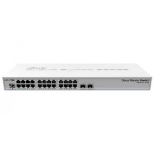Cloud Router Switch 326-24S+2Q+RM with 2 x 40G QSFP+ cages- 24 10G SFP+ cages- 1x LAN port for management- RouterOS L5 or SwitchOS (dual boot)- 1U rackmount enclosure- Dual redundant PSU