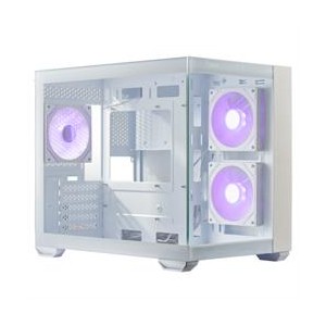 Cooler Master Elite 481 Wood Micro-ATX Case Featuring Compact Dual-Chamber- Natural Wood Front Panel- 3X 120mm A-RGB Pre-installed Fans and 270° Seamless Tempered Glass Side Panel – White Colour