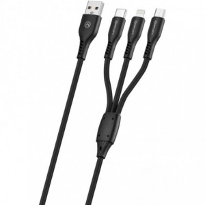 Amplify CoreCharge Series 1.2m 3-in-1 Cable - Black