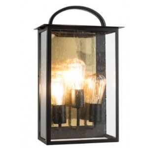 L580 BK/GD Metal 1/2 Lantern with Speckled Glass IP44 3x60W ES