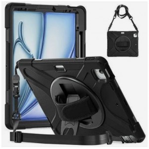 TUFF-LUV Armour Jack Rugged Case / Stand / Shoulder Strap &amp; Pen Holder Compatible with Apple iPad Pro 11"  M4  - Black  - 1 Year Warranty  - This iPad: Charges via USB-C (5056560417784)