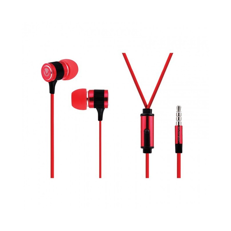 Volkano  VMS201-R  Metallic Series Earphones with Mic - Red