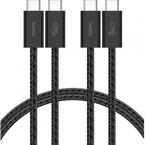 Belkin - BoostCharge - USB-C to USB-C Braided Cable - 1.5 Meters - 240 Watt Cable - 2 Pack - Black