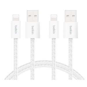 Belkin - BoostCharge USB-A Cable with Lightning Connector 2-Pack - White