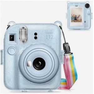 TUFF-LUV Instax Mini 12 - Clear Plastic case with Rainbow Strap  - 1 Year Warranty