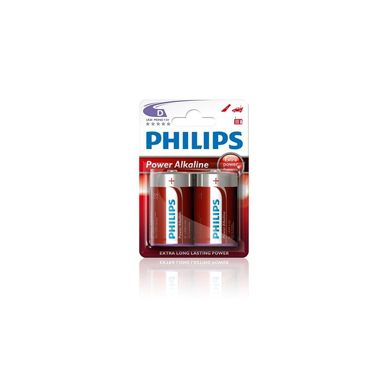 Philips  LR20P2B/97  PowerLife Battery LR20P2B 2 X Type D Power Alkaline Batteries 
