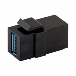 LinkQnet USB3.0 Female 90-Degree Keystone Adapter - Black