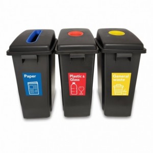Janitorial bin recycling Set of 3 - Plastic