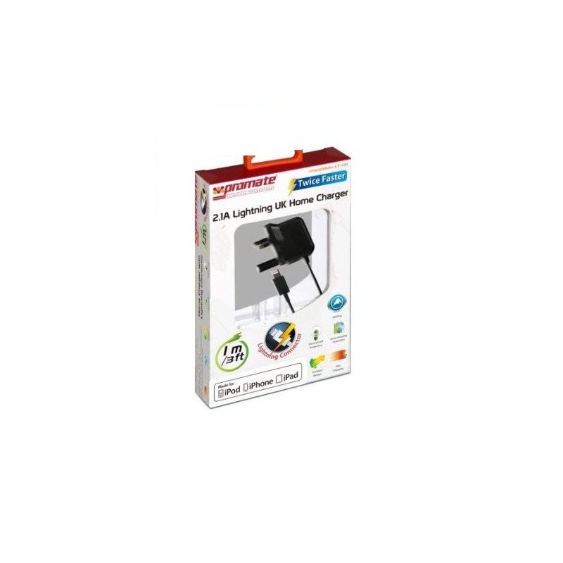 Promate 6959144000022   ChargMateLT-UK Multifunction Lightning Home charger for iPad, iPhone and iPod