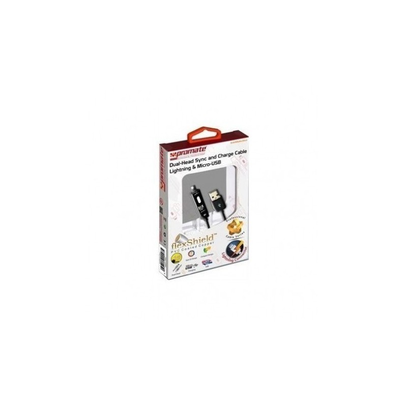 Promate  6959144007809   LinkmateDuo Dual-ended Charge and Sync cable for Apple Lightning and Micro-USB Devices