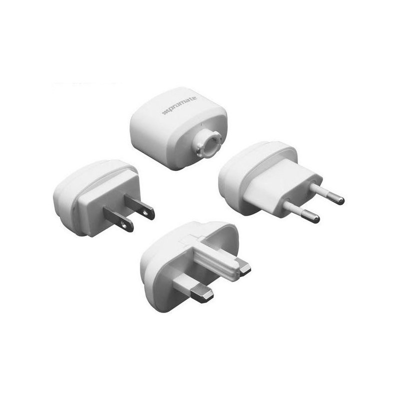 Promate  6959144000312-W   Traverse Multiregional Travel USB Charger-White