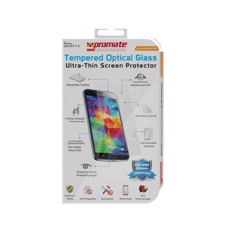 Promate  6959144008165  PrimeShield S5  Ultra-Thin Tempered Optical Glass Screen Protector For Samsung Galaxy S5 