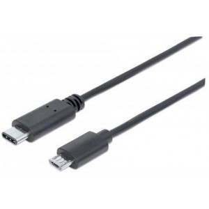 Manhattan  353311 USB 2.0, Type-C Male to Micro-B Male, 480 Mbps, 1 m (3 ft.),  Hi-Speed USB C Device Cable -Black