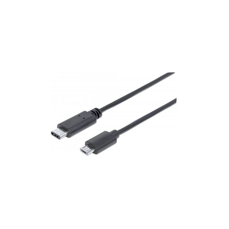 Manhattan  353311 USB 2.0, Type-C Male to Micro-B Male, 480 Mbps, 1 m (3 ft.),  Hi-Speed USB C Device Cable -Black