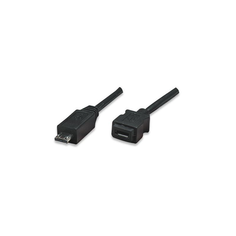 Manhattan  307406  Micro USB AM to Micro USB Female, HI-Speed USB 2.0 Extension Cable,1.8 m - Black