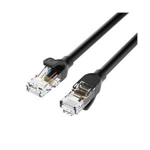 BENFEI CAT6 Male to Male Ethernet Round LAN 50m Cable with Gold-Plated Conductor- 4-Core Twisted-Pair and Data Transmission Up To 10Gbps - Black Colour