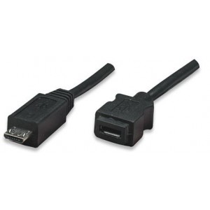 Manhattan  307413 Micro USB BM to Micro USB Female, HI-Speed USB 2.0 Extension Cable,1m -Black