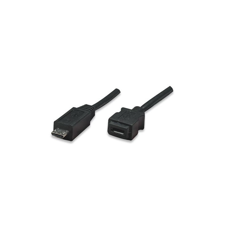 Manhattan  307413 Micro USB BM to Micro USB Female, HI-Speed USB 2.0 Extension Cable,1m -Black