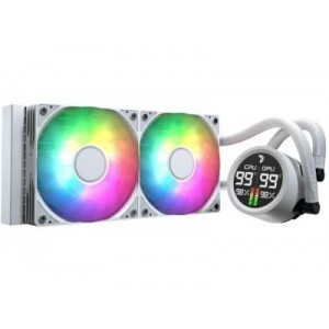 Aerocol Abyss L240 White with digital display - 240mm ARGB Liquid Cooler - Intel LGA1851/LGA1700   - AMD AM4/AM5. .