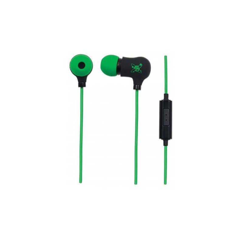 Manhattan 178860  Sound Science Nova Sweatproof Earphones - Lightweight  Earphones with In-Line Mic, Black-Green