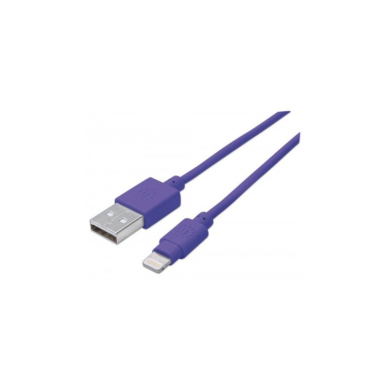 Manhattan  394239  iLynk Lightning Cable Type A Male to 8 Pin Male, 1 m (3 ft.), Purple