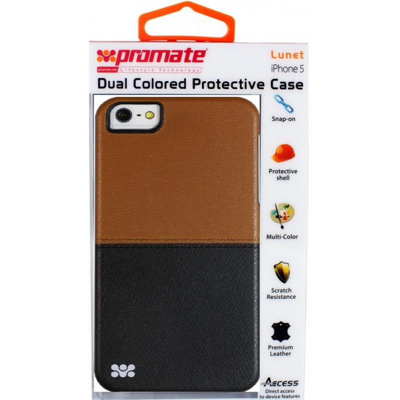 Promate  6161815122142  Lunet iPhone 5 Durable Case with a Cut-Out Design - Brown / Black