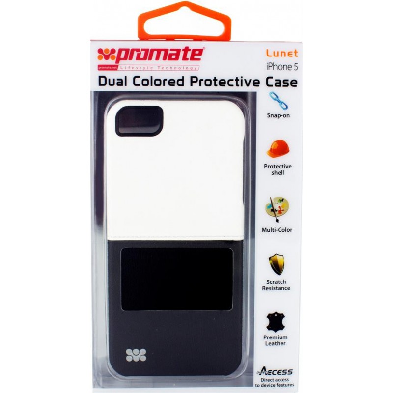 Promate  8161815122140  Lunet iPhone 5 Durable Case with a Cut-Out Design - White / Black