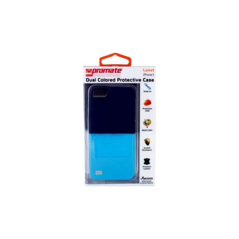 Promate  7161815122141   Lunet iPhone 5 Durable Case with a Cut-Out Design -Blue & Light Blue