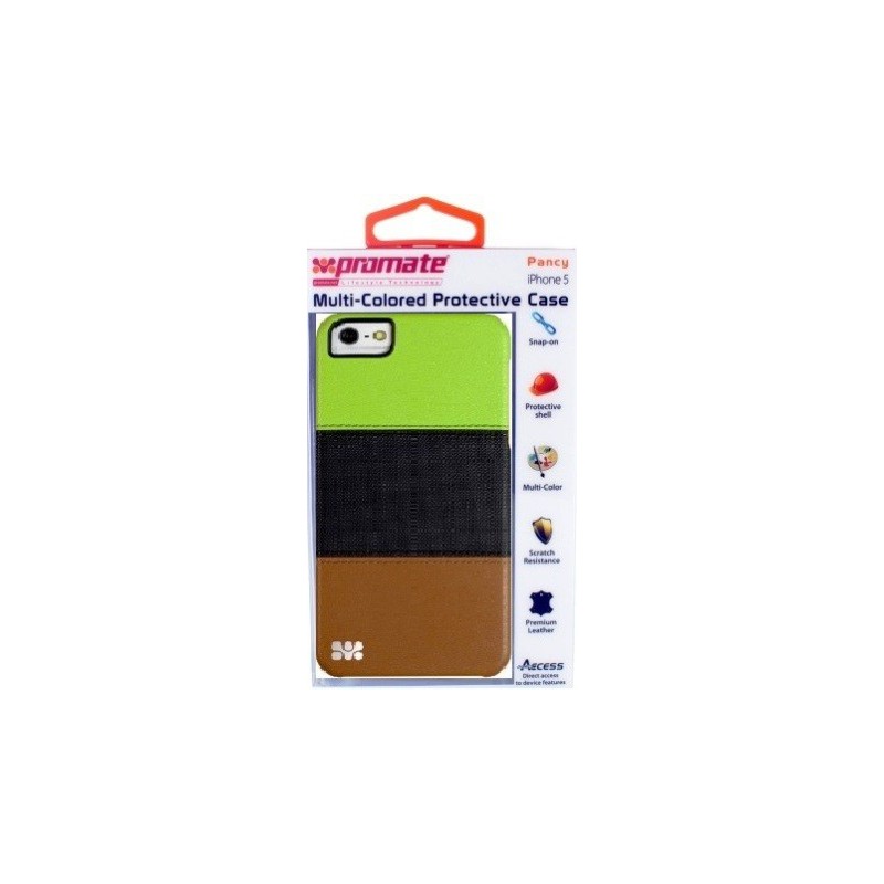 Promate  1161815161436  Pancy iPhone 5 Multi-Colored Protective Case -Green/Black/Brown