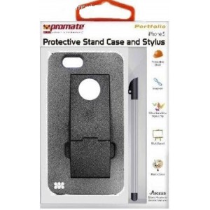 Promate  5959144000382  Portfolio iPhone 5 Snap-On Design Protective Stand Case and Stylus for iPhone 5 / 5s -Grey