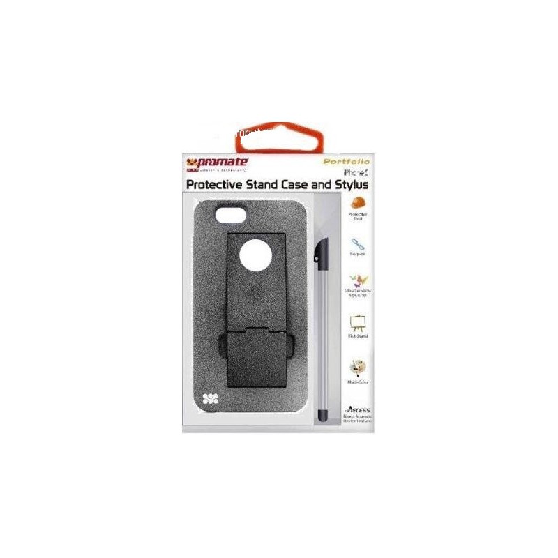 Promate  5959144000382  Portfolio iPhone 5 Snap-On Design Protective Stand Case and Stylus for iPhone 5 / 5s -Grey