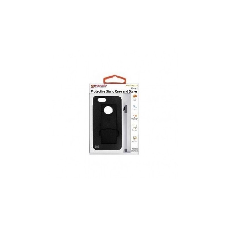 Promate  6959144000381 Portfolio iPhone 5 Snap-on design Protective Stand Case and Stylus for iPhone 5 / 5s -Black
