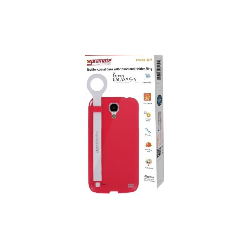 Promate  6959144001814  Pless-S4 Multifunctional Case with a Stand and a Holder Ring for Samsung Galaxy S4-Pink