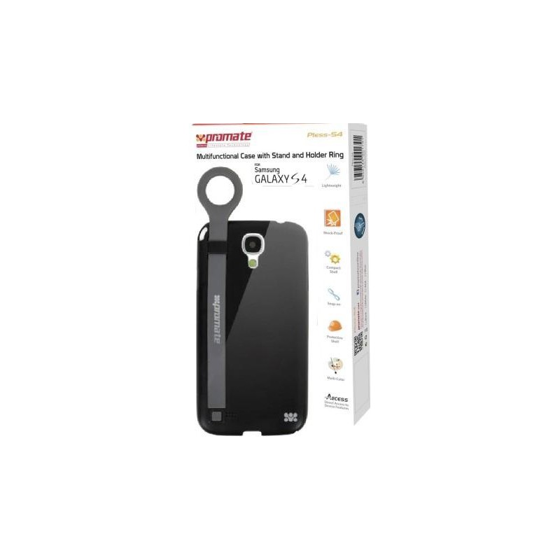 Promate  6959144001807  Pless-S4 Multifunctional Case with a Stand and a Holder Ring for Samsung Galaxy S4 - Black 