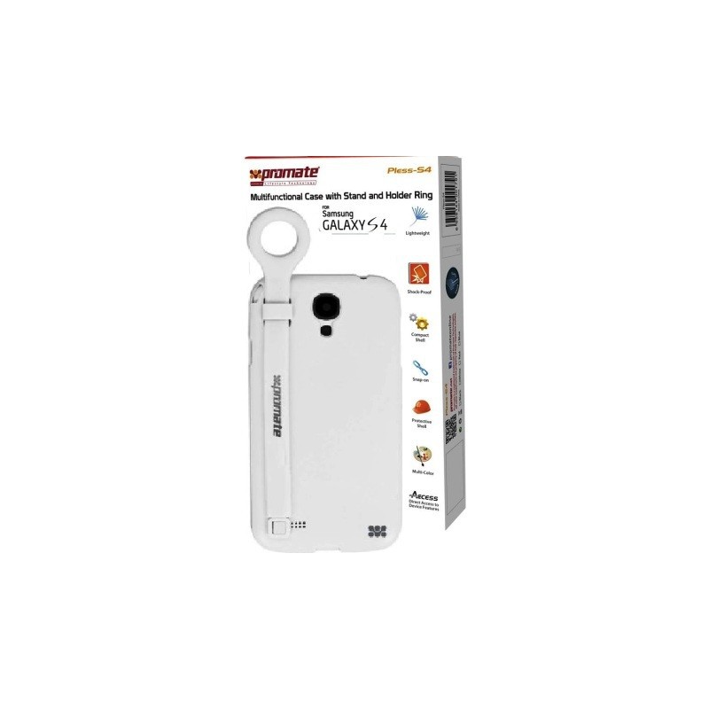Promate  6959144001814-W  Pless-S4 Multifunctional Case with a Stand and a Holder Ring for Samsung Galaxy S4 - White 