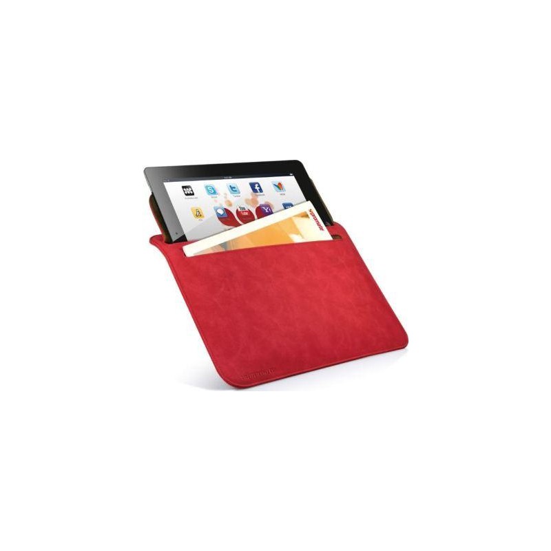 Promate  6161815981336-R  iSleeve.2 iPad Premium Protective Horizontal shamwa Leather Case -Red
