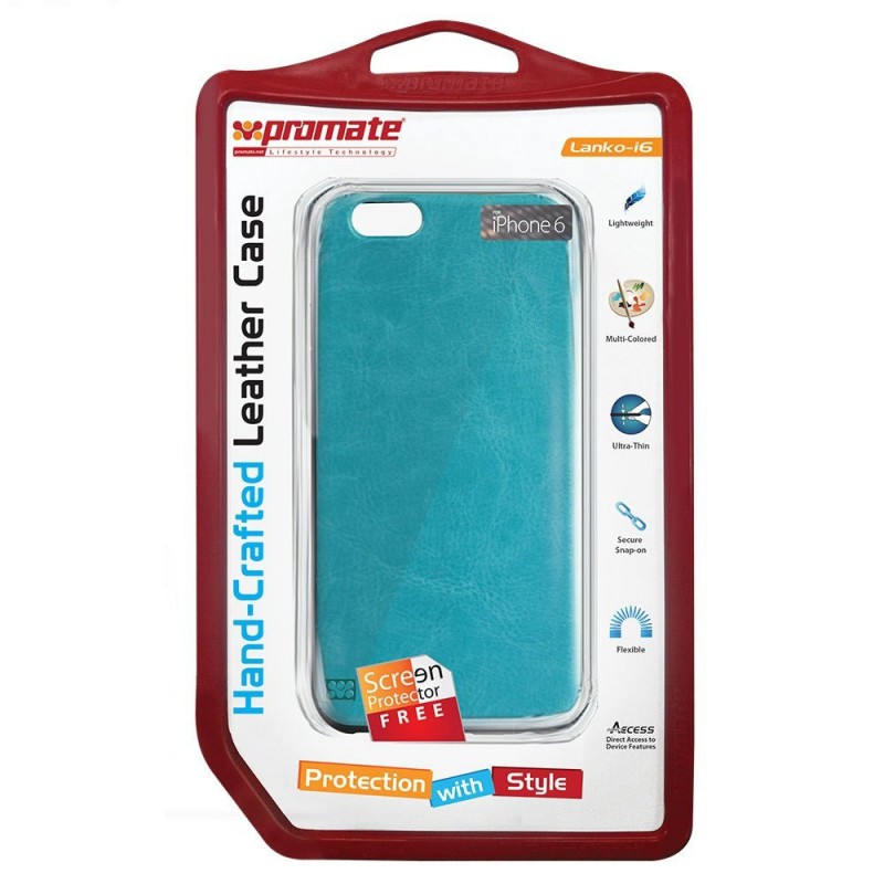 Promate  6959144013732  Lanko-i6 Leather Flexible Snap-on Case - Blue