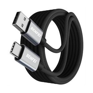 BENFEI USB-A 2.0 Male To USB-C Male 3A QC4.0 15W(Max.) 2m Cable with Nickle-Plated Connectors and Supporting Fast Data Transfer Speed Up To 480Mbps- Grey Colour