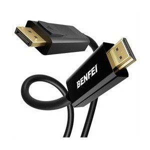 BENFEI DisplayPort Male to HDMI Male 3m Cable Used Connecting Primary Devices with DisplayPort to Monitors With HDMI- Equipped with Gold-Plated Connectors and Supports 4K@30Hz Resolution - Black Colou