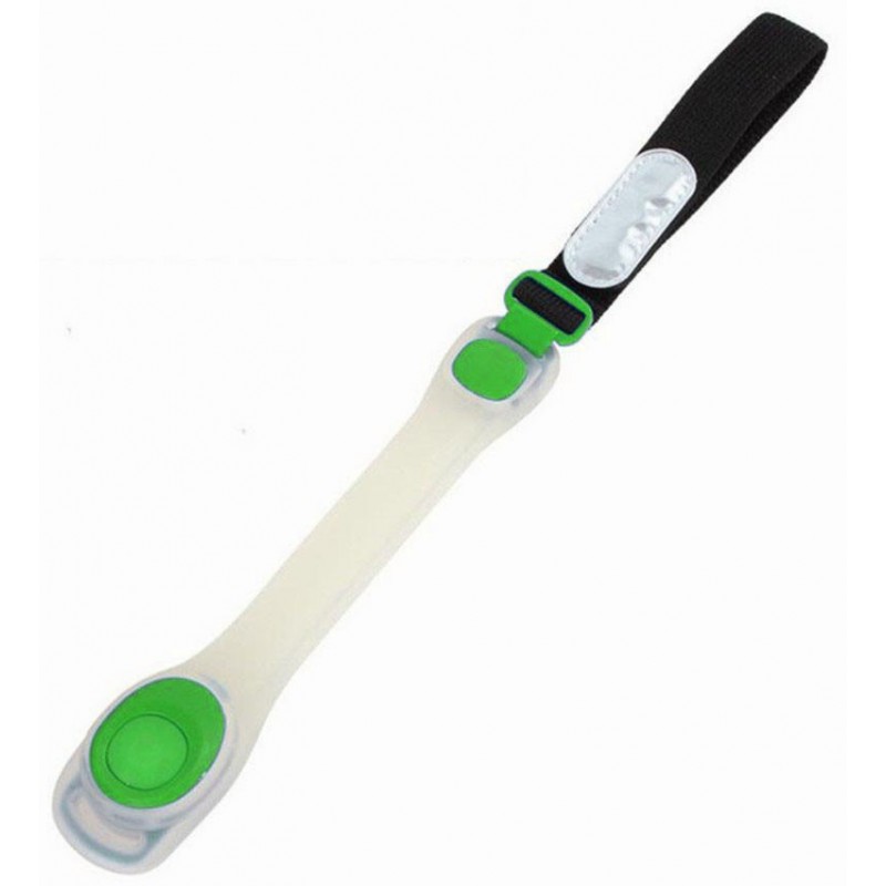 Safety LED Light Arm Band Reflective Silicon Strap-Green