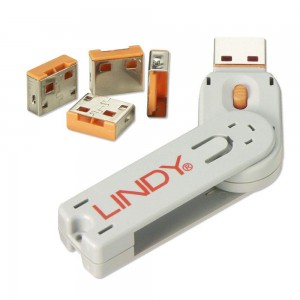 LINDY USB PORT BLOCKERS - PACK OF 4 ORANGE (40453) 