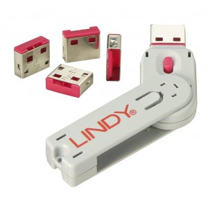 LINDY USB PORT BLOCKERS - PACK OF 4 PINK (40450) 