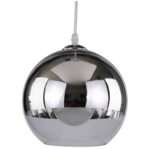 230VAC 60W 1XE27 Pendant GLASS/ Chrome 180MM Dia.