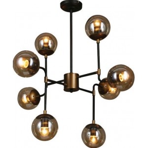 230V 8X40W E14 Pendant Light Black And Brass 750X750MM