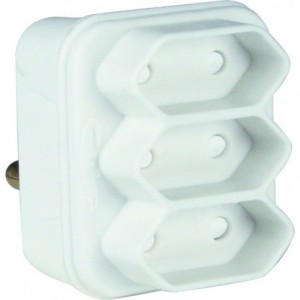 Adaptor 3 X 2 Pin Euro White