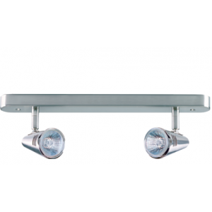 2 X 50W Lv Ceiling Light Fitting 2 Lamp Silver Bar