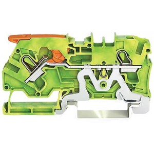 4MM² Lever + Cage Clamp GREEN/ Yellow Earth Terminal Block 2